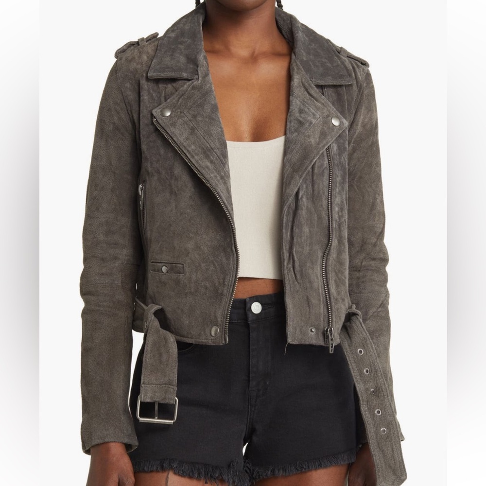 BLANKNYC Grey Suede Moto Jacket